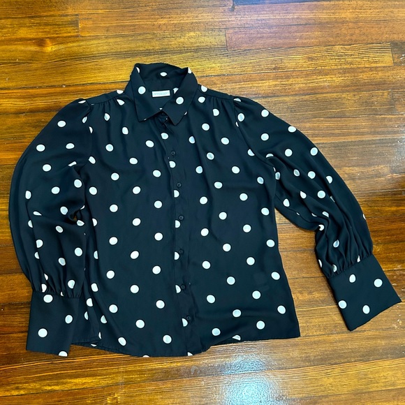 NY&Co Polka Dot Blouse - Size Medium - Picture 2 of 5